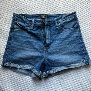 A&F Stretchy Denim Shorts with frayed hem